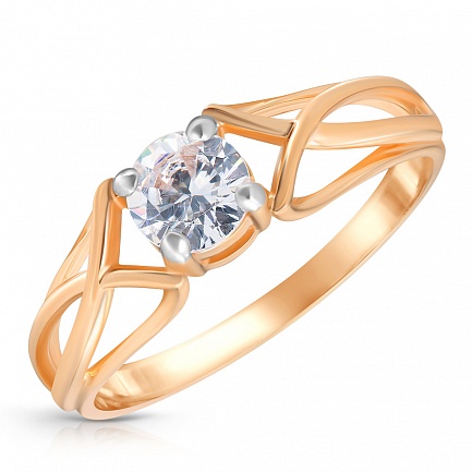 Кольцо из красного золота с фианитом