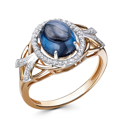 Кольцо из комбинированного золота с бриллиантами, топазом