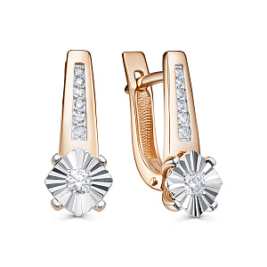 Серьги с английским замком из красного золота с бриллиантами