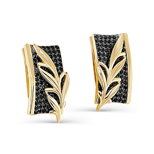 Серьги с английским замком из желтого золота с бриллиантами