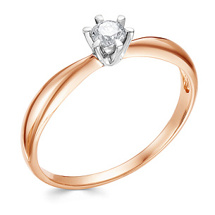 Кольцо из красного золота с бриллиантом