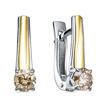 Серьги с английским замком из белого золота с бриллиантами