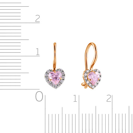 Серьги детские из красного золота с фианитом