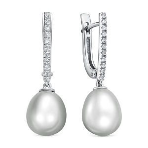 Серьги с английским замком из белого золота с бриллиантами