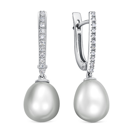 Серьги с английским замком из белого золота с бриллиантами