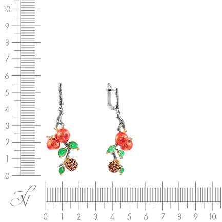 Серьги с английским замком из серебра с гранатом