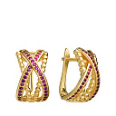 Серьги с английским замком из серебра с фианитом