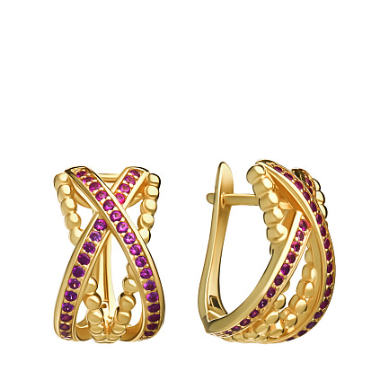 Серьги с английским замком из серебра с фианитом