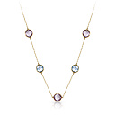 Колье из желтого золота с аметистами, топазами, плетение якорное