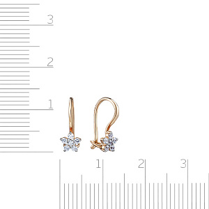 Серьги детские из красного золота с фианитом