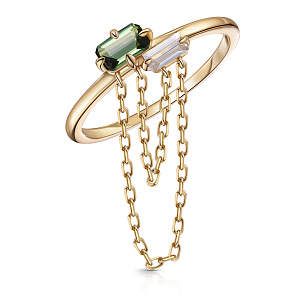 Кольцо из желтого золота с сапфиром и турмалином