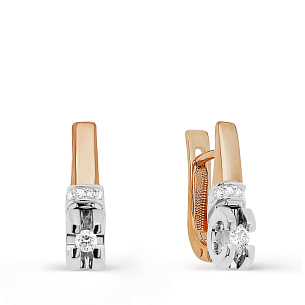 Серьги с английским замком из красного золота с бриллиантами