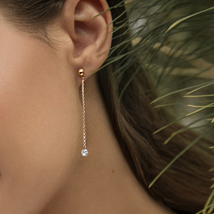 Серьги Пусеты из красного золота с бриллиантами, плетение якорное