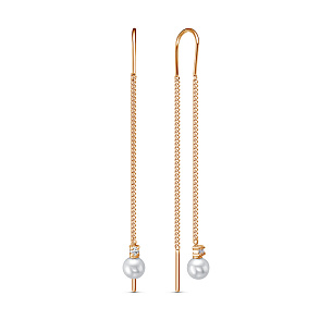 Серьги из красного золота с жемчугом