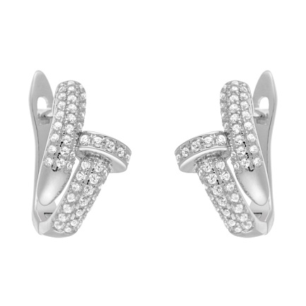 Серьги с английским замком из серебра с фианитами