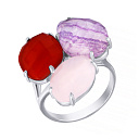 Кольцо из серебра с агатом, кварцем