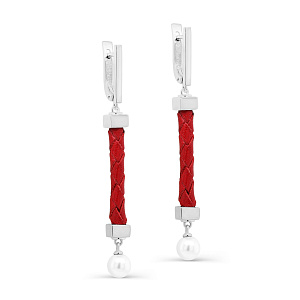 Серьги с английским замком из серебра с жемчугом