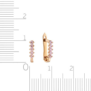 Серьги детские из красного золота с фианитом