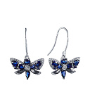 Серьги из белого золота с бриллиантами, сапфирами