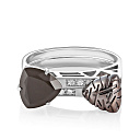 Кольцо из серебра с агатом, фианитами