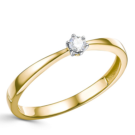 Кольцо из желтого золота с бриллиантом