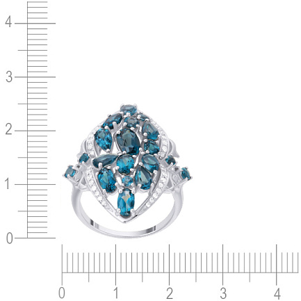 Кольцо из белого золота с бриллиантами, топазами