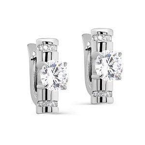 Серьги с английским замком из серебра с фианитами