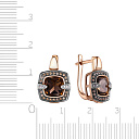 Серьги с английским замком из красного золота с раухтопазом