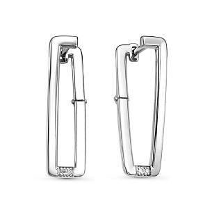 Серьги с английским замком из белого золота с бриллиантом