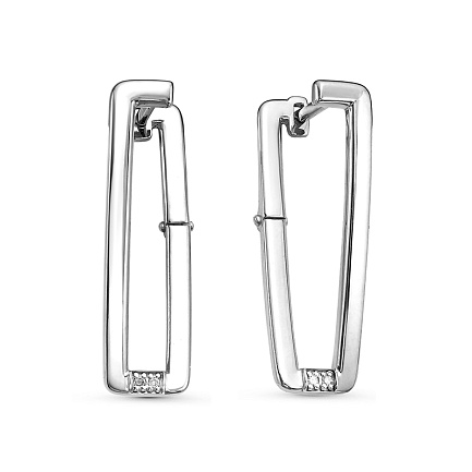 Серьги с английским замком из белого золота с бриллиантами