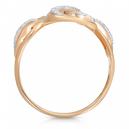 Кольцо из красного золота с фианитом