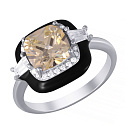 Кольцо из серебра с фианитом, эмалью