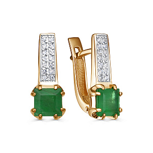 Серьги с английским замком из красного золота с бриллиантами