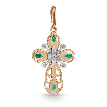 Крест из красного золота с бриллиантами