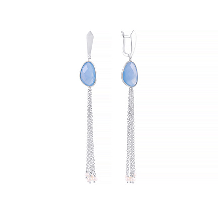 Серьги с английским замком из серебра с жемчугом