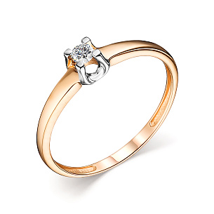 Кольцо из красного золота с бриллиантом