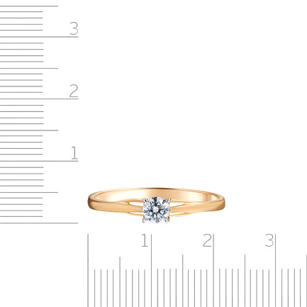 Кольцо помолвочное из красного золота с бриллиантом