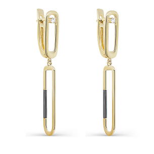 Серьги с английским замком из желтого золота с бриллиантами