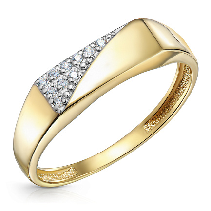 Кольцо из желтого золота с фианитом