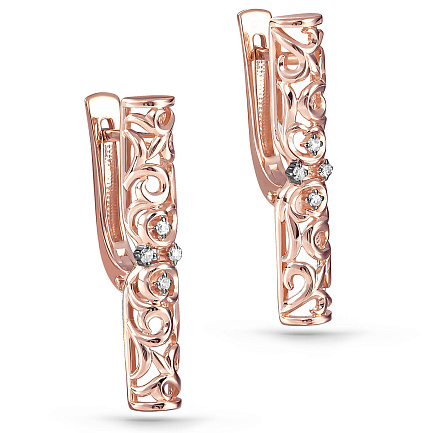 Серьги с английским замком из красного золота с бриллиантами