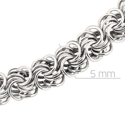 Цепь ручной работы из серебра, плетение розочка