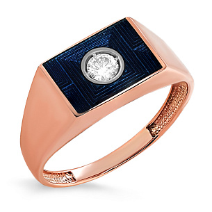 Кольцо из красного золота с бриллиантом