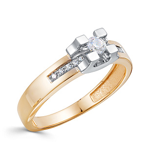 Кольцо из красного золота с бриллиантом