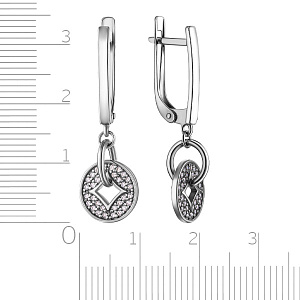 Серьги с английским замком из серебра с фианитом