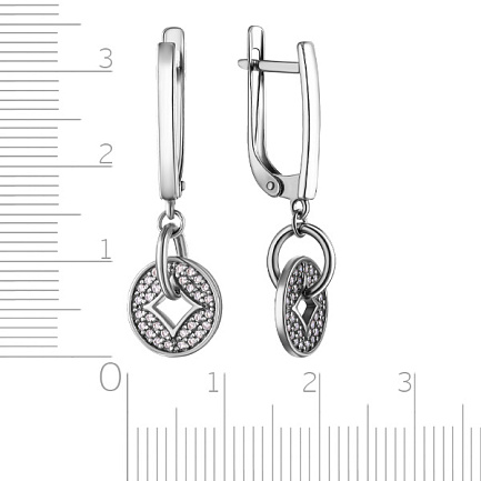 Серьги с английским замком из серебра с фианитом