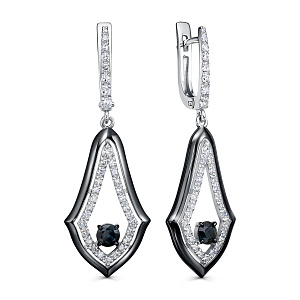 Серьги с английским замком из белого золота с бриллиантами