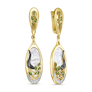 Серьги с английским замком из серебра с перламутром