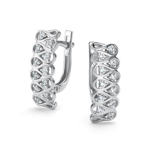 Серьги с английским замком из белого золота с бриллиантом