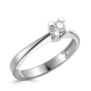 Кольцо из белого золота с бриллиантом