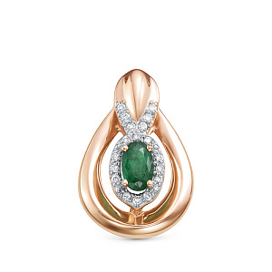 Подвеска из красного золота с бриллиантами, изумрудом